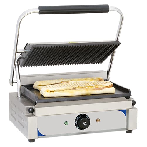GRILL PANINI 410X370X200 - 1 plaque rainurée - 1 plaque lisse
