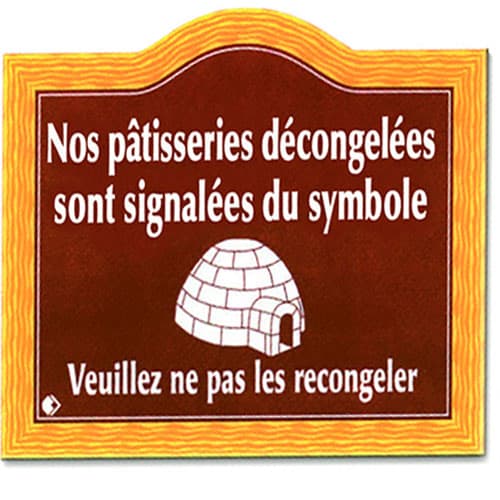 PANCARTE \"PRODUITS DECONGELES\"