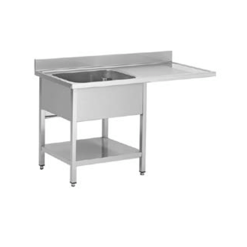 PLONGE INOX 1200X600X850 1 BAC-EGOUTTOIR A DROITE