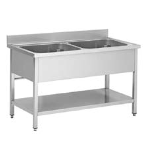 PLONGE INOX 1000X600X850 2 BACS SANS EGOUTTOIR