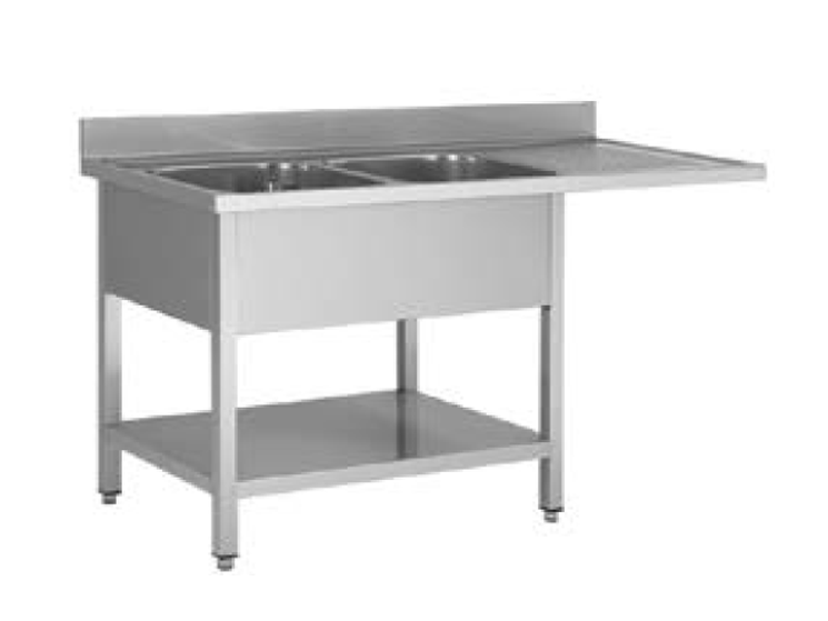 PLONGE INOX 1600X600X850 2 BACS-EGOUTTOIR A DROITE