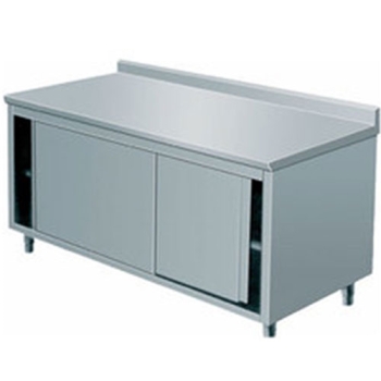 MEUBLE BAS INOX PROFONDEUR 600 MM AVEC DOSSERET