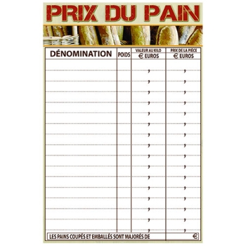 PANCARTE "PRIX DU  PAIN" 400x300