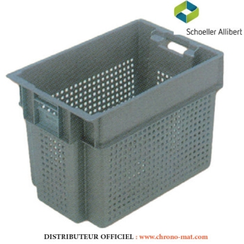 CAISSE GERBABLE ET EMBOITABLE 600x400 - 70 litres - Fond et parois ajourés