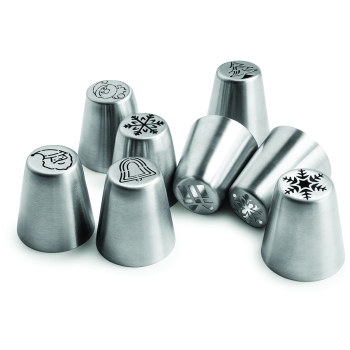 LOT DE 8 DOUILLES INOX DECORS NOËL