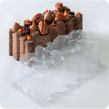 Kit moule à BUCHE FORET - moule + support plastique 24x10cm H8.2cm