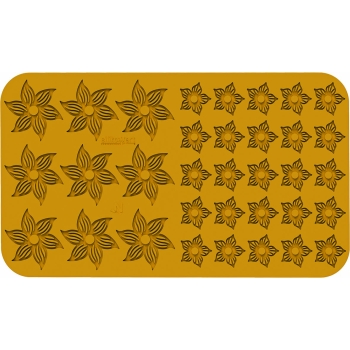 MOULE FLEXIBLE SILIKOMART PROFESSIONNEL 9 GRANDES FLEURS ET 25 PETITES FLEURS - GAMME NATURAE