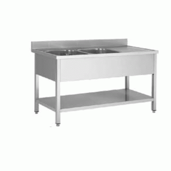 PLONGE INOX 1800X600X850  2 BACS-EGOUTTOIR A DROITE