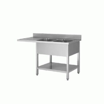 PLONGE INOX 1600X600X850 2 BACS-EGOUTTOIR A GAUCHE