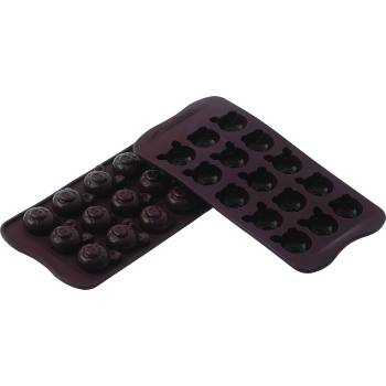 PLAQUE SILIKOMART PROFESSIONNEL 15 TETES DE COCHON - GAMME EASY CHOC