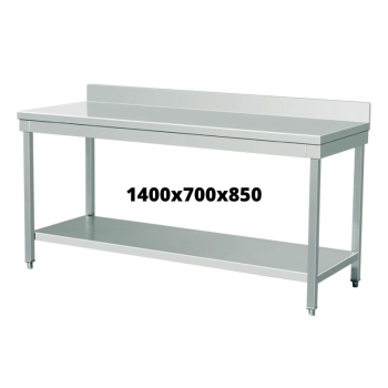 TABLE INOX 1400X700X850 AVEC DOSSERET
