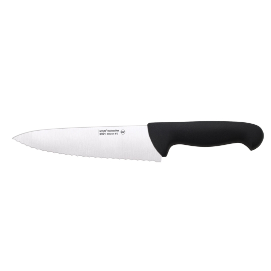 COUTEAU CHEF 200 MM - AVEC DENTS - NOIR OU JAUNE