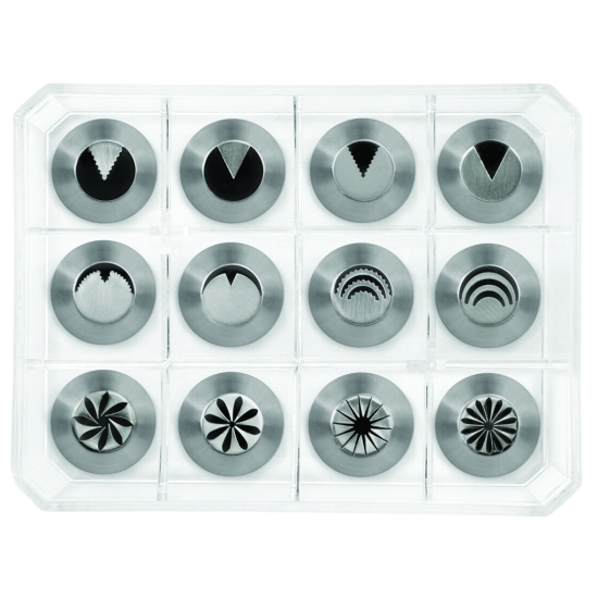 BOITE DE 12 DOUILLES INOX SPECIALES DECORS FLEURS - Ø 16 MM