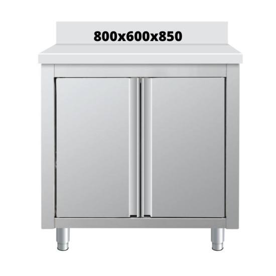 MEUBLE DE RANGEMENT INOX 800X600X850 AVEC DOSSERET