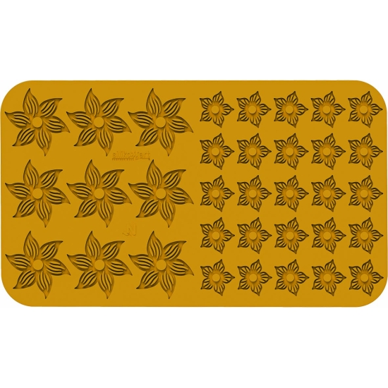 MOULE FLEXIBLE SILIKOMART PROFESSIONNEL 9 GRANDES FLEURS ET 25 PETITES FLEURS - GAMME NATURAE