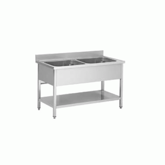 PLONGE INOX 1000X600X850 2 BACS SANS EGOUTTOIR