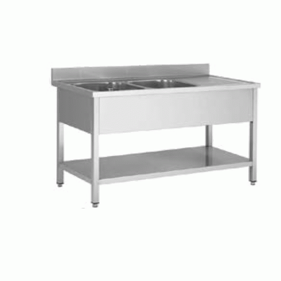 PLONGE INOX 1400X700X850  2 BACS-EGOUTTOIR A DROITE