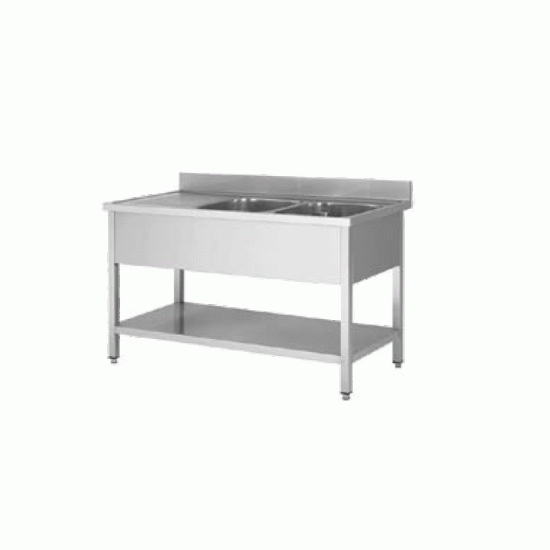 PLONGE INOX 1800X700X850  2 BACS-EGOUTTOIR A GAUCHE