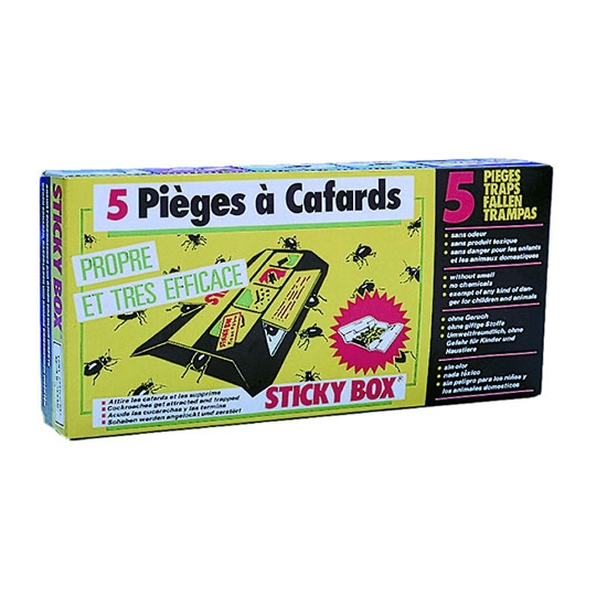 5 pièges à cafards et blattes STICKY BOX