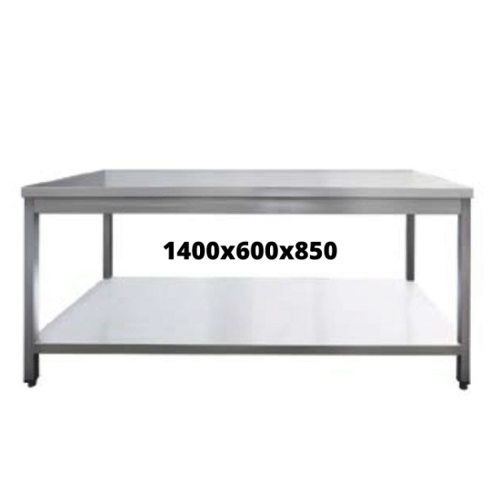 TABLE INOX 1400X600X850  SANS DOSSERET