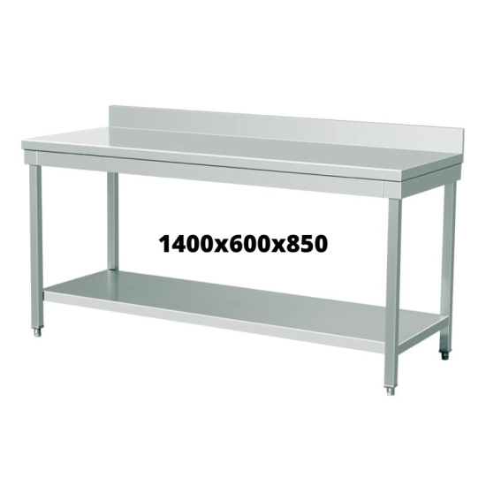 TABLE INOX 1400X600X850 AVEC DOSSERET