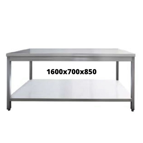 TABLE INOX 1600X700X850  SANS DOSSERET