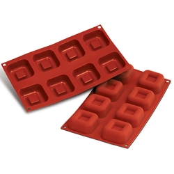 MOULE SILIKOMART PROFESSIONNEL SAVARINS CARRES - GAMME SILICON FLEX