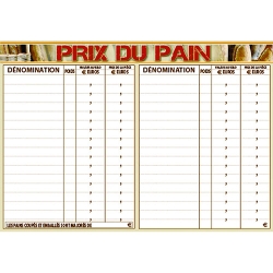 PANCARTE "PRIX DU PAIN" 300x210