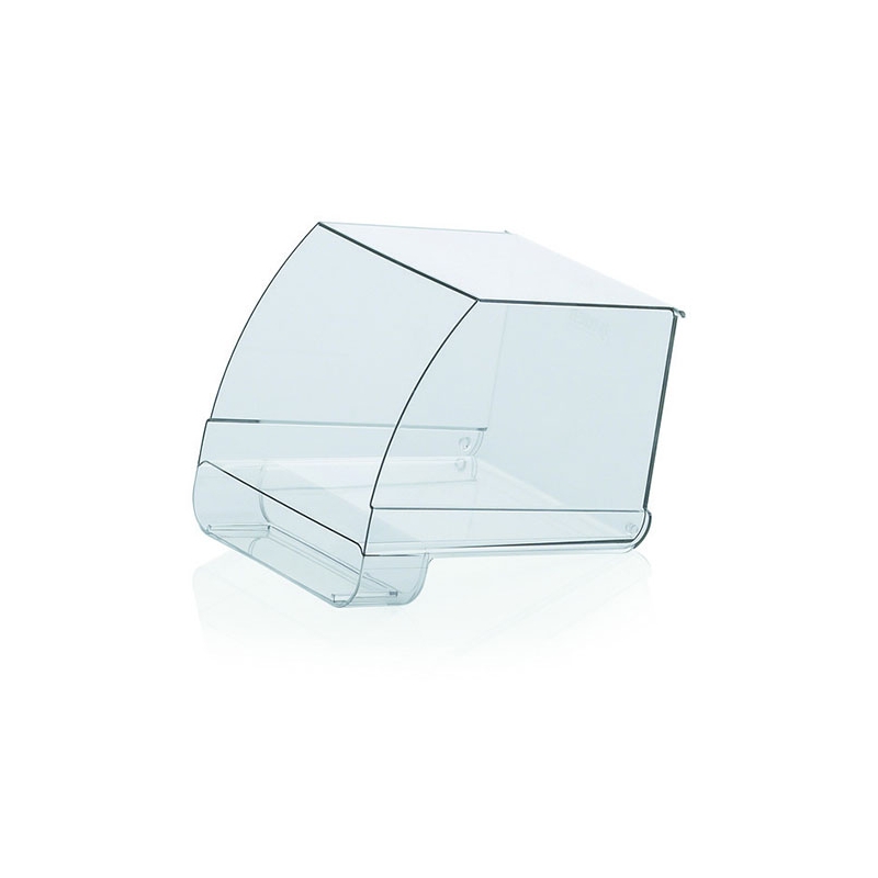 Vitrine Acrylique Transparente Ouverte, Base Blanche, Housse Anti